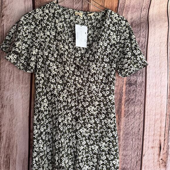 Levi’s Dress Daisy Floral Small Midi Summer Spring Full Buttons Black and White - Picture 3 of 9